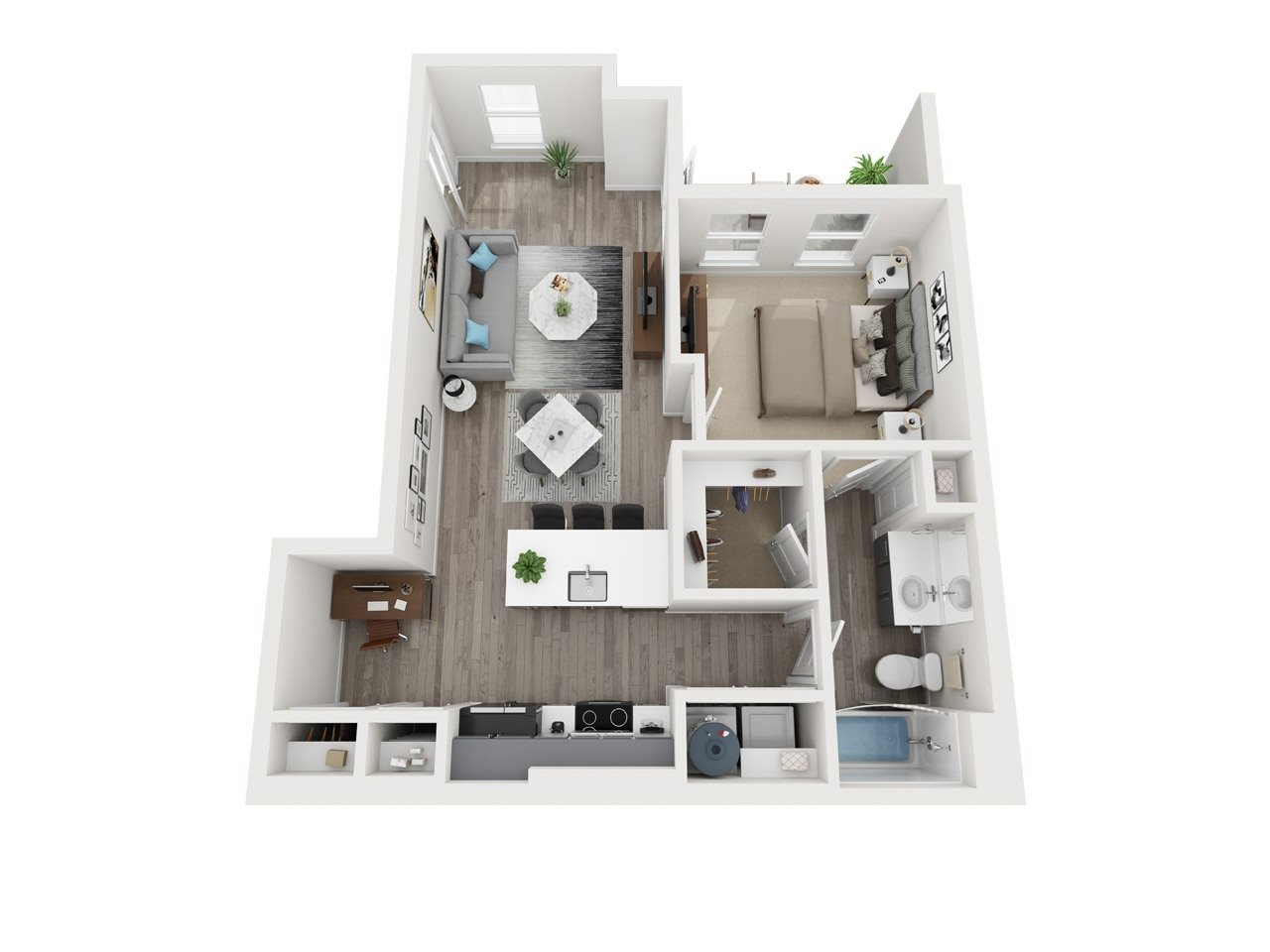 A2: 1 Bed 1 Bath floor plan